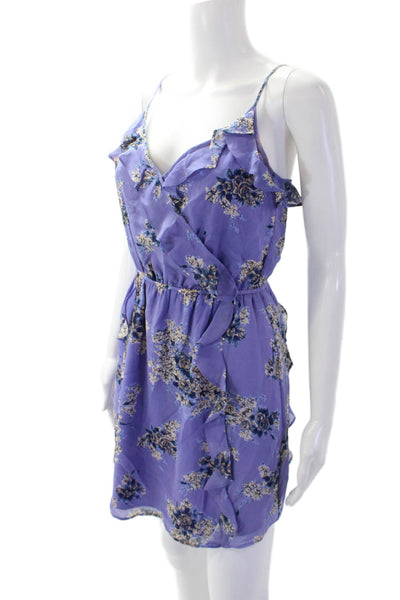 Joie Womens Textured V-neck Spaghetti Strap Floral Dress Purple Size XS