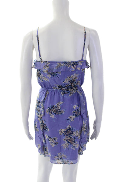 Joie Womens Textured V-neck Spaghetti Strap Floral Dress Purple Size XS
