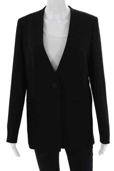 Theory Womens Admiral Crepe Long Sleeve One Button Blazer Black Size 2