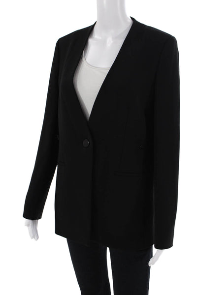 Theory Womens Admiral Crepe Long Sleeve One Button Blazer Black Size 2