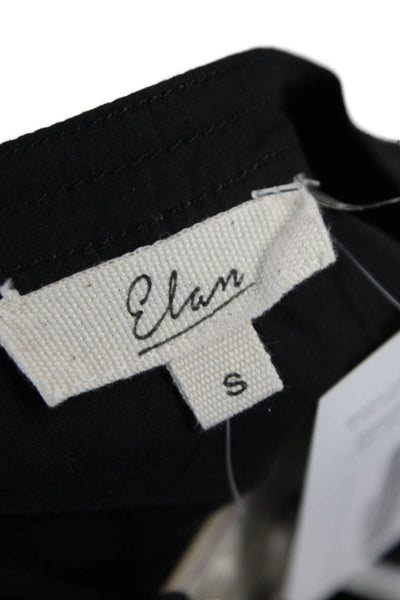 Elan Womens Cotton Scoop Neck Short Sleeve Cut Out Tunic Blouse Black Size S