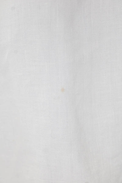 Self Contrast Textured Short Puff Sleeve Lightweight Blouse White Size S