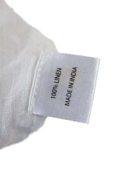 Self Contrast Textured Short Puff Sleeve Lightweight Blouse White Size S
