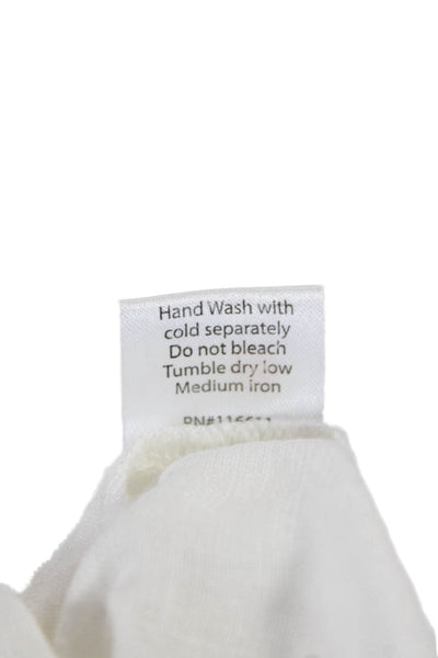 Self Contrast Textured Short Puff Sleeve Lightweight Blouse White Size S