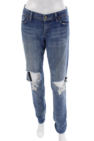 Citizens of Humanity Womens Cotton Distressed Straight Leg Jeans Blue Size 30