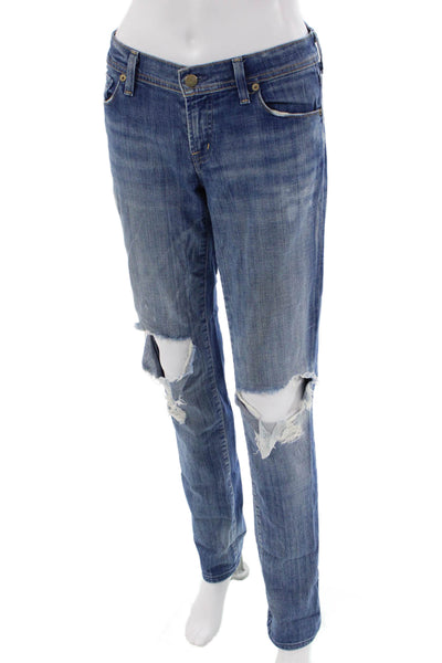 Citizens of Humanity Womens Cotton Distressed Straight Leg Jeans Blue Size 30