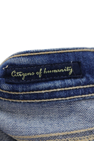 Citizens of Humanity Womens Cotton Distressed Straight Leg Jeans Blue Size 30