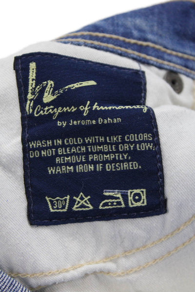 Citizens of Humanity Womens Cotton Distressed Straight Leg Jeans Blue Size 30