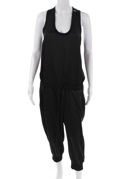 Central Park West Womens Scoop Neck Sleeveless Cuff Ankle Jumpsuit Black Size M