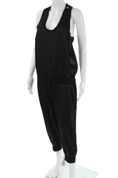 Central Park West Womens Scoop Neck Sleeveless Cuff Ankle Jumpsuit Black Size M