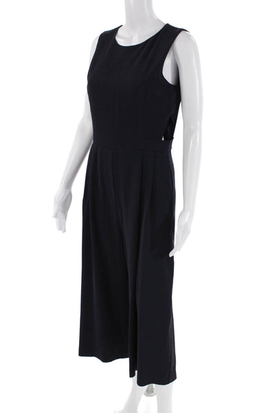 Parker Womens Crew Neck Cut Out Sleeveless Wide Leg Jumpsuit Silver Size Medium