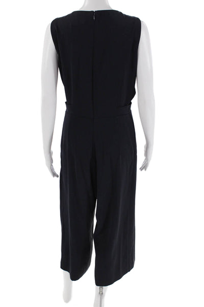 Parker Womens Crew Neck Cut Out Sleeveless Wide Leg Jumpsuit Silver Size Medium
