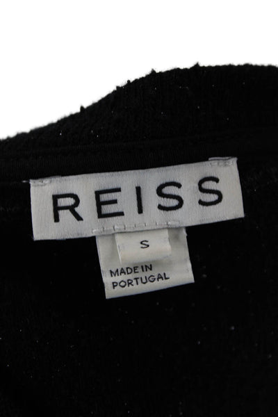 Reiss Womens Plaid Long Sleeves Crew Neck Sweater Black Cotton Size Small