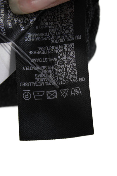 Reiss Womens Plaid Long Sleeves Crew Neck Sweater Black Cotton Size Small
