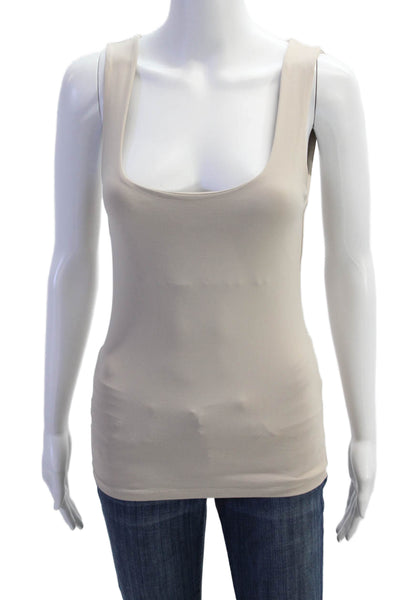 Zara Womens Stretch Solid Tank Top Beige Size S