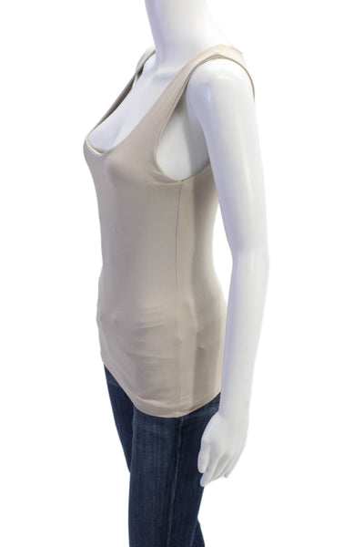 Zara Womens Stretch Solid Tank Top Beige Size S