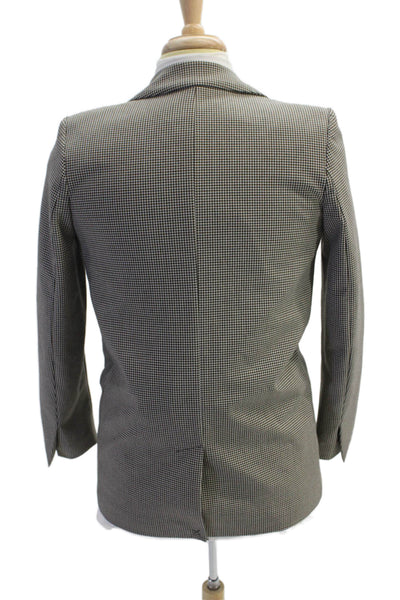 Zara Womens Checkered Button Up Blazer Jacket Black Size XS
