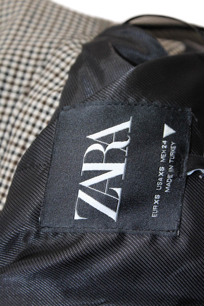 Zara Womens Checkered Button Up Blazer Jacket Black Size XS