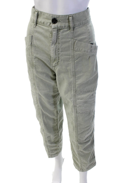 Agolde Womens Cotton High Waisted Straight Leg Cargo Pants Green Size 28