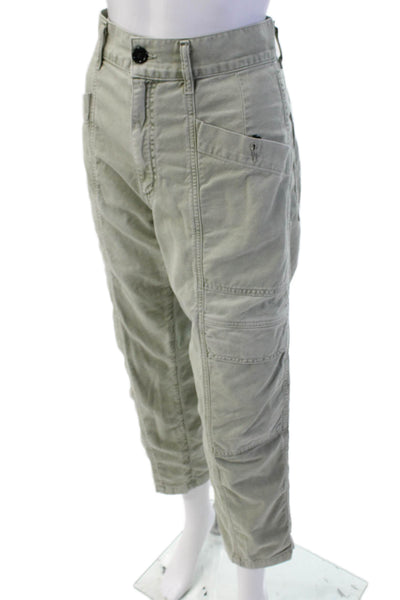 Agolde Womens Cotton High Waisted Straight Leg Cargo Pants Green Size 28