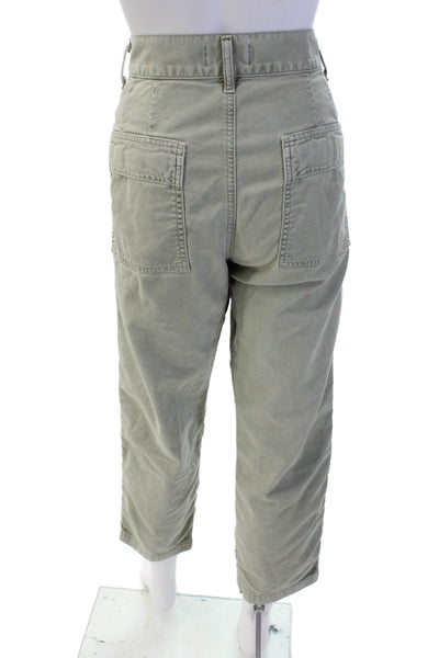Agolde Womens Cotton High Waisted Straight Leg Cargo Pants Green Size 28