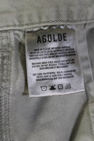 Agolde Womens Cotton High Waisted Straight Leg Cargo Pants Green Size 28