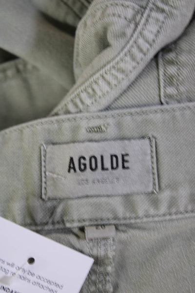 Agolde Womens Cotton High Waisted Straight Leg Cargo Pants Green Size 28
