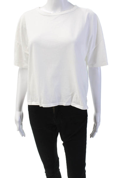 Zara Womens Cotton Crew Neck Short Sleeve Oversized Top White Size M