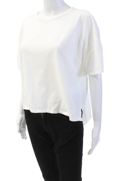 Zara Womens Cotton Crew Neck Short Sleeve Oversized Top White Size M