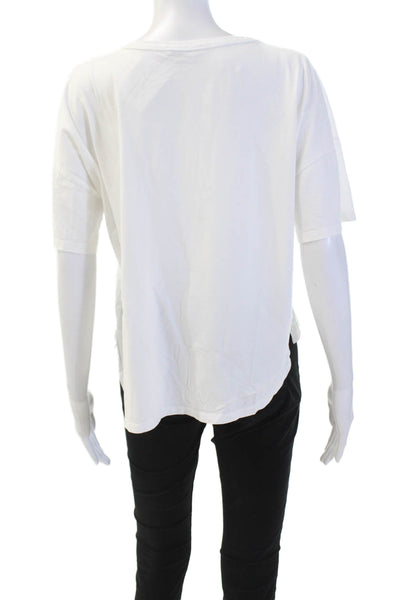 Zara Womens Cotton Crew Neck Short Sleeve Oversized Top White Size M