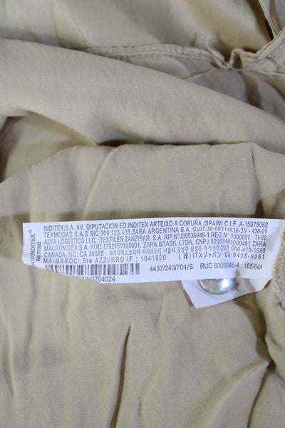 Zara Womens Collared Short Sleeve Button Down Top Solid Beige Size S