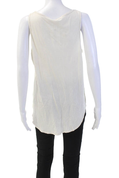 LA Made Womens Cotton Round Neck Pocketed Casual Tank Top Beige Size S