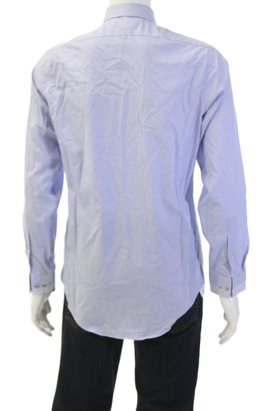 Calvin Klein Mens Cotton Collared Geometric Print Button Down Shirt Blue Size 15