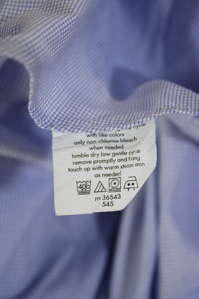 Calvin Klein Mens Cotton Collared Geometric Print Button Down Shirt Blue Size 15