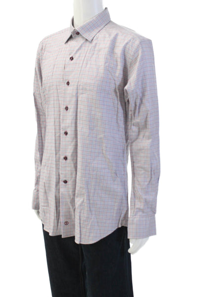 David Donahue Mens Cotton Plaid Long Sleeve Button Down Shirt Multicolor Size XL