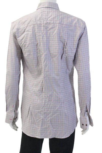 David Donahue Mens Cotton Plaid Long Sleeve Button Down Shirt Multicolor Size XL