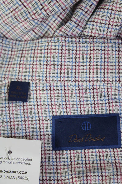 David Donahue Mens Cotton Plaid Long Sleeve Button Down Shirt Multicolor Size XL