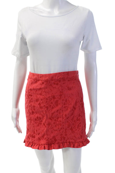 Free People Womens Cotton Floral Ruffle Detail Crop Top & Shorts Set Red Size XS