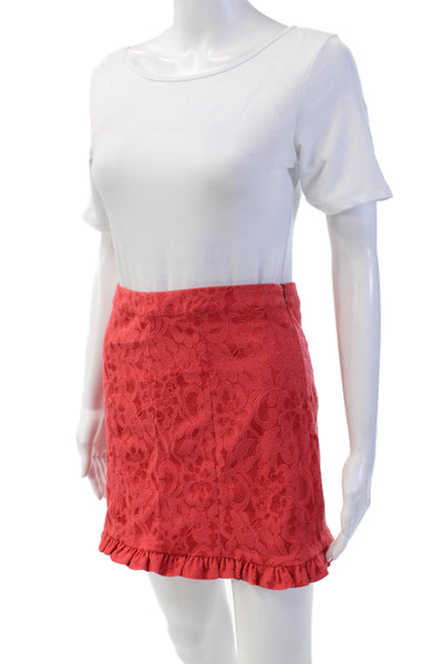 Free People Womens Cotton Floral Ruffle Detail Crop Top & Shorts Set Red Size XS