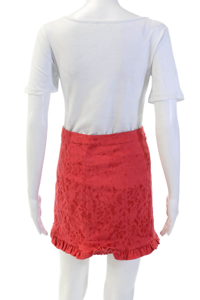 Free People Womens Cotton Floral Ruffle Detail Crop Top & Shorts Set Red Size XS