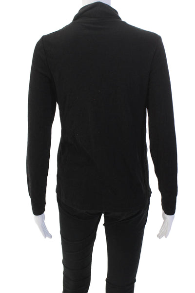 Cynthia Rowley Womens Long Sleeve Turtleneck Knit Shirt Black Cotton Size Medium