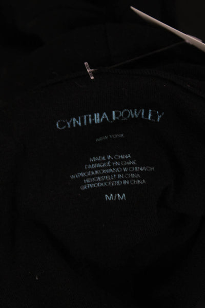 Cynthia Rowley Womens Long Sleeve Turtleneck Knit Shirt Black Cotton Size Medium