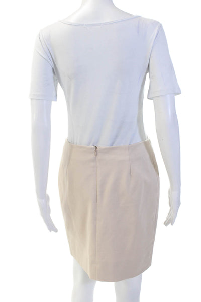 Akris Punto Womens Zip Up Mini Skirt Biscotti Beige Size 4