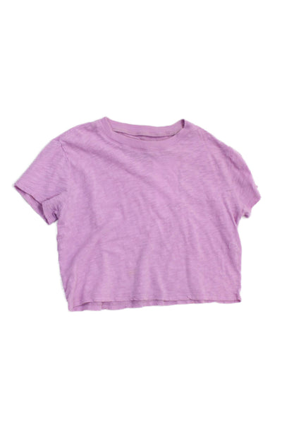 Katie J Girls Short Sleeve Scoop Neck Cropped Tee Shirt Purple Size Medium