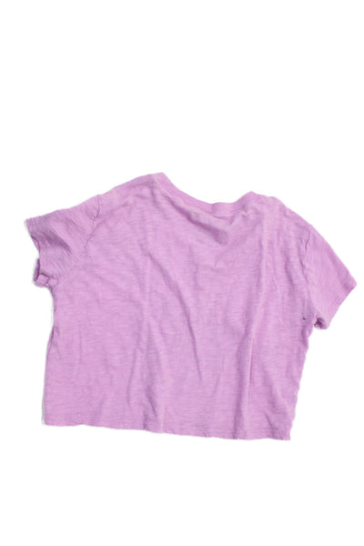 Katie J Girls Short Sleeve Scoop Neck Cropped Tee Shirt Purple Size Medium