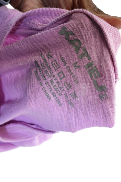 Katie J Girls Short Sleeve Scoop Neck Cropped Tee Shirt Purple Size Medium