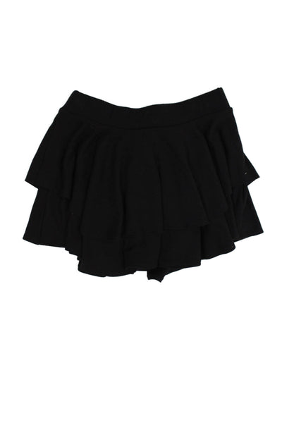 Katie J Girls Elastic Waistband Tiered Knit A Line Skirt Black Size Large