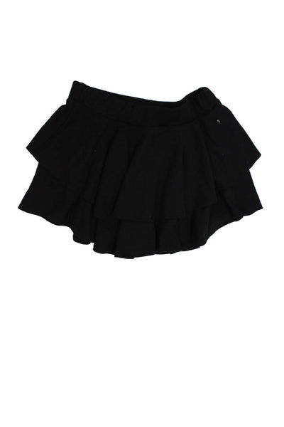 Katie J Girls Elastic Waistband Tiered Knit A Line Skirt Black Size Large