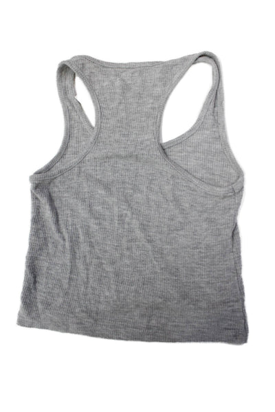Katie J Girls Scoop Neck Ribbed Knit Cropped Tank Top Gray Size Small