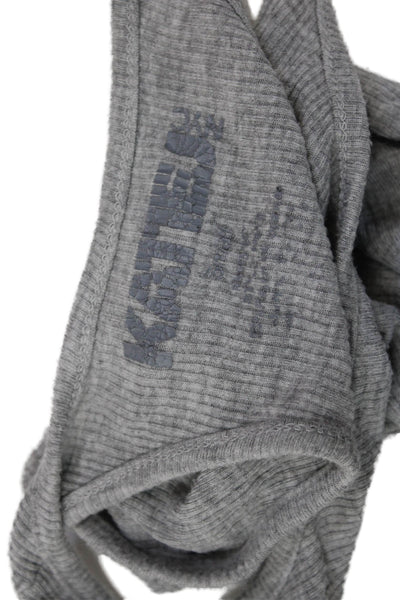 Katie J Girls Scoop Neck Ribbed Knit Cropped Tank Top Gray Size Small